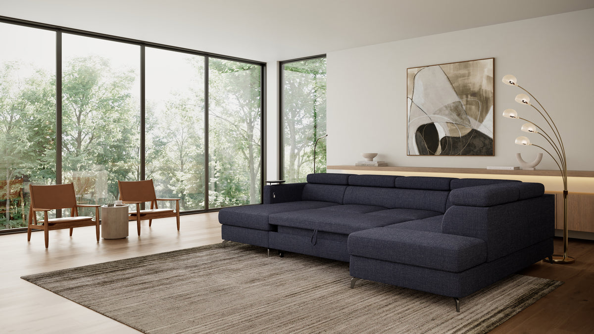 Claire Corner Sofa Bed with Chaise & Storage