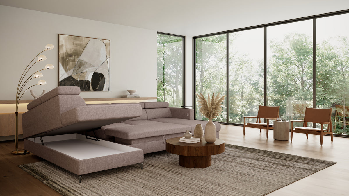 Claire Corner Sofa Bed with Chaise & Storage
