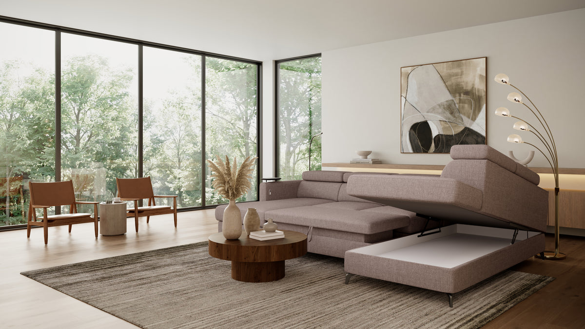Claire Corner Sofa Bed with Chaise & Storage