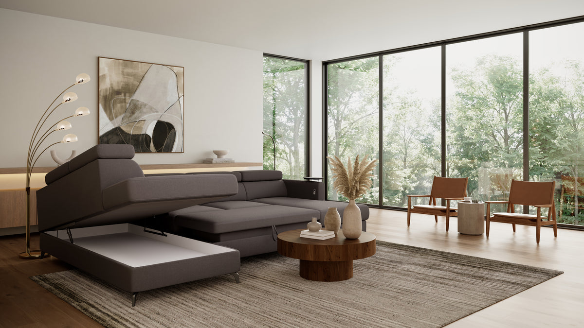 Claire Corner Sofa Bed with Chaise & Storage