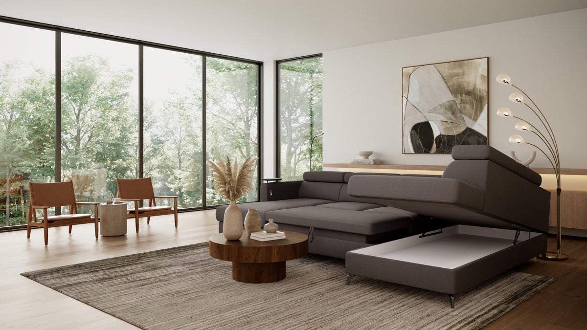 Claire Corner Sofa Bed with Chaise & Storage