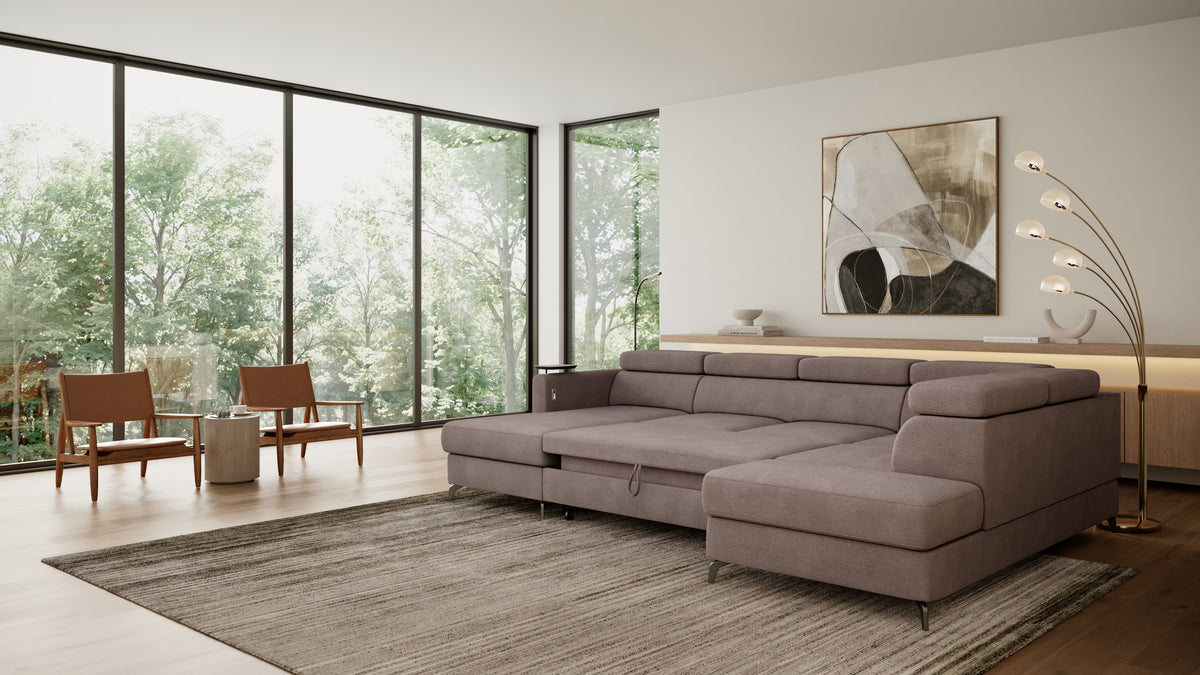 Claire Corner Sofa Bed with Chaise & Storage