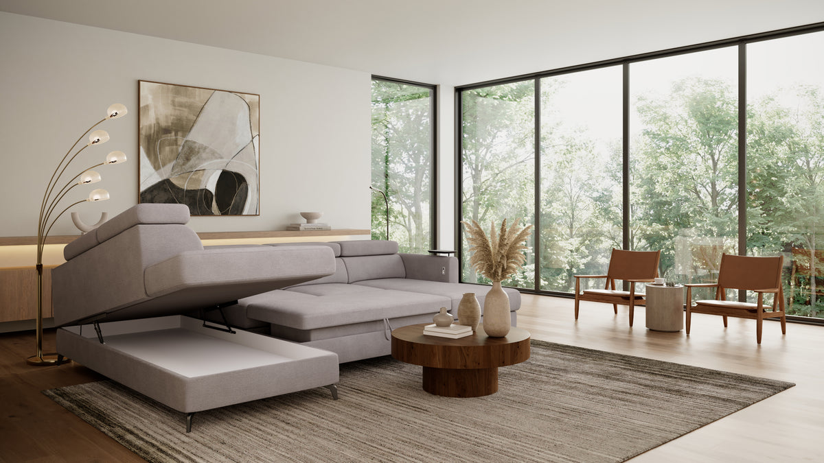 Claire Corner Sofa Bed with Chaise & Storage