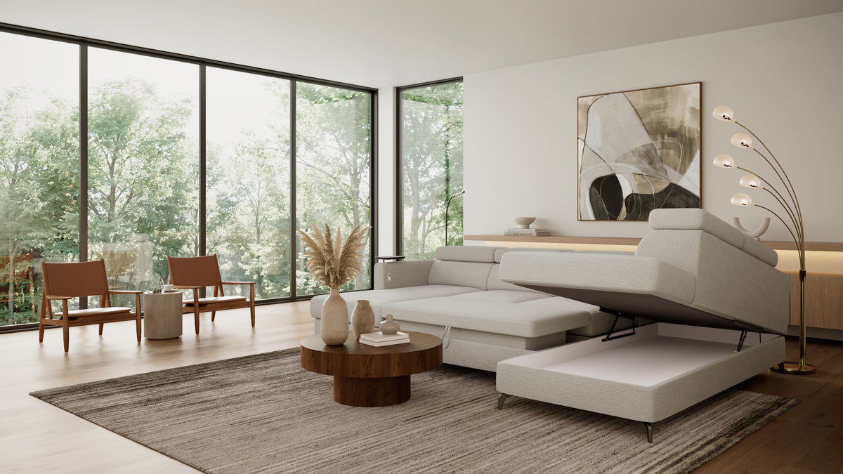 Claire Corner Sofa Bed with Chaise & Storage