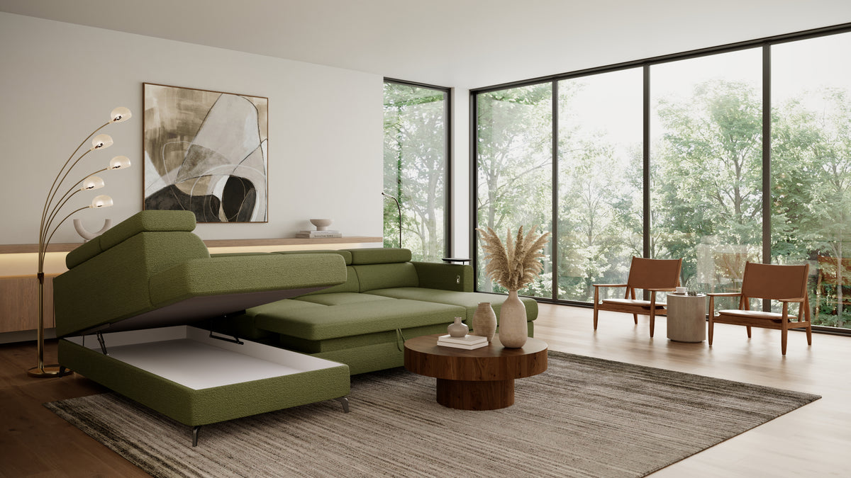 Claire Corner Sofa Bed with Chaise & Storage