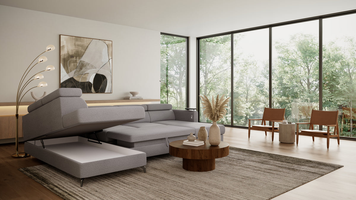 Claire Corner Sofa Bed with Chaise & Storage