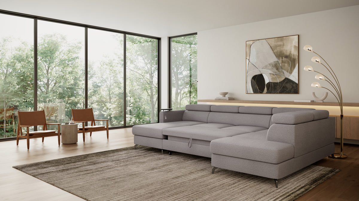 Claire Corner Sofa Bed with Chaise & Storage