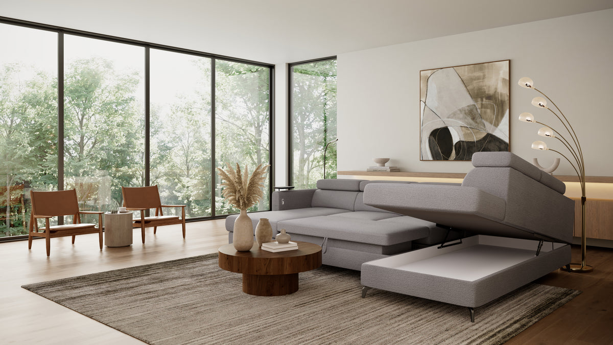 Claire Corner Sofa Bed with Chaise & Storage