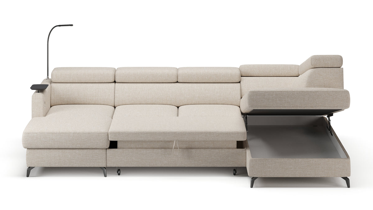 Claire Corner Sofa Bed with Chaise & Storage