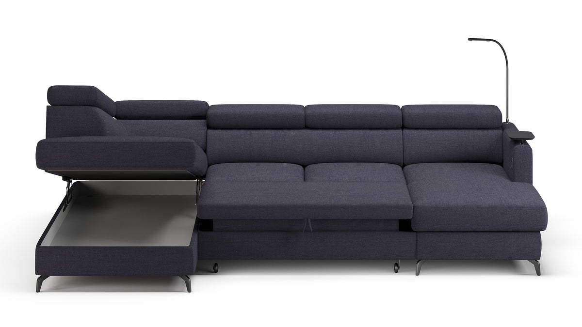 Claire Corner Sofa Bed with Chaise & Storage