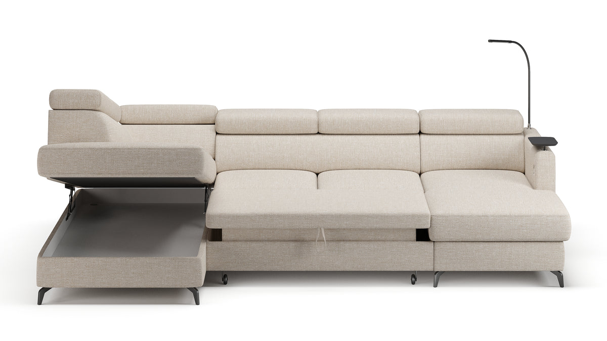 Claire Corner Sofa Bed with Chaise & Storage