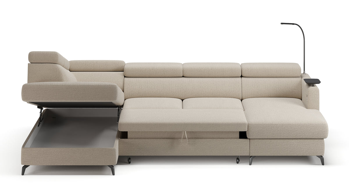 Claire Corner Sofa Bed with Chaise & Storage