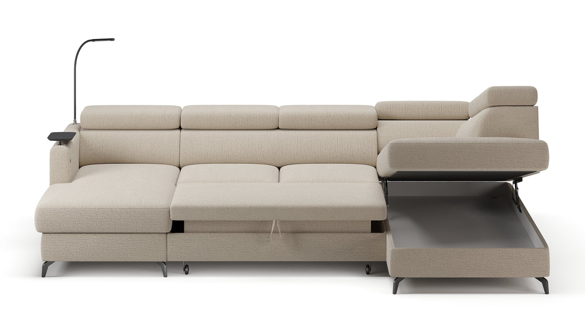 Claire Corner Sofa Bed with Chaise & Storage