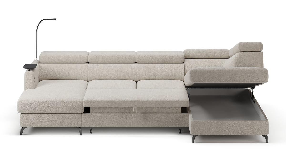 Claire Corner Sofa Bed with Chaise & Storage