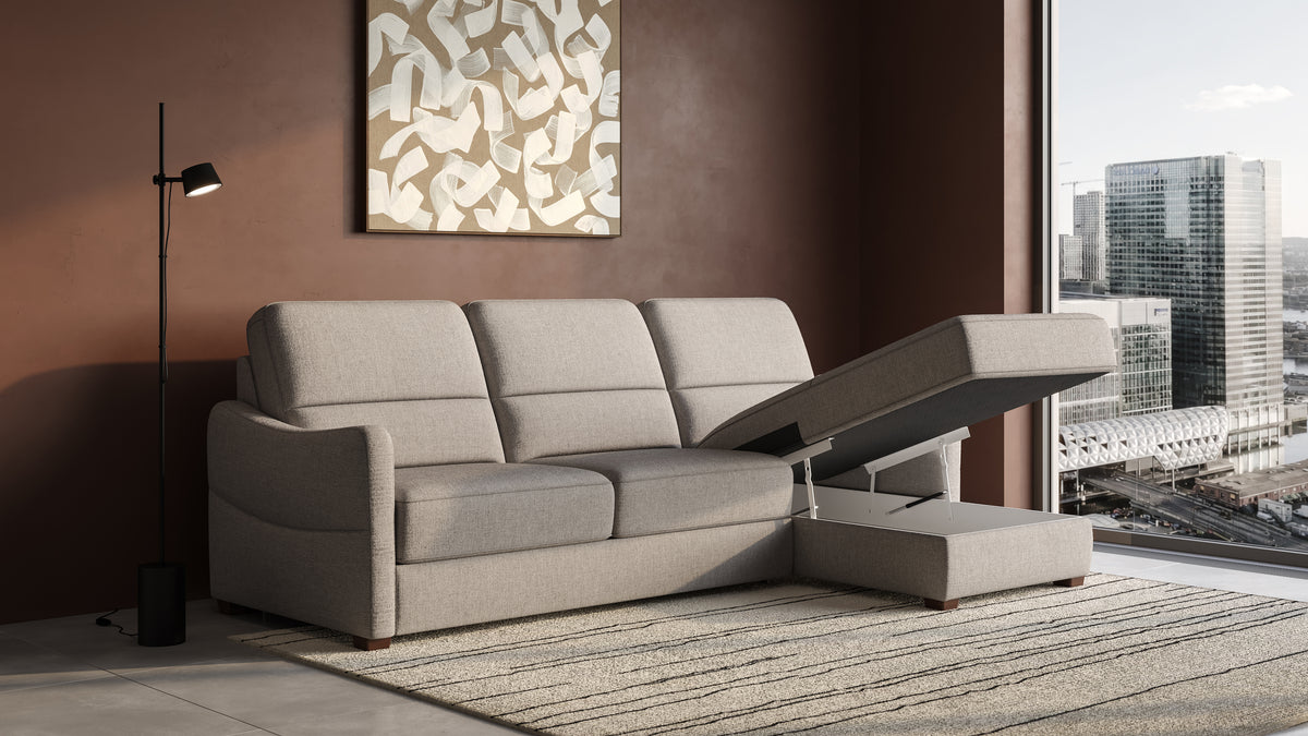 Ede 2 Seater Chaise Sofa Bed with Storage