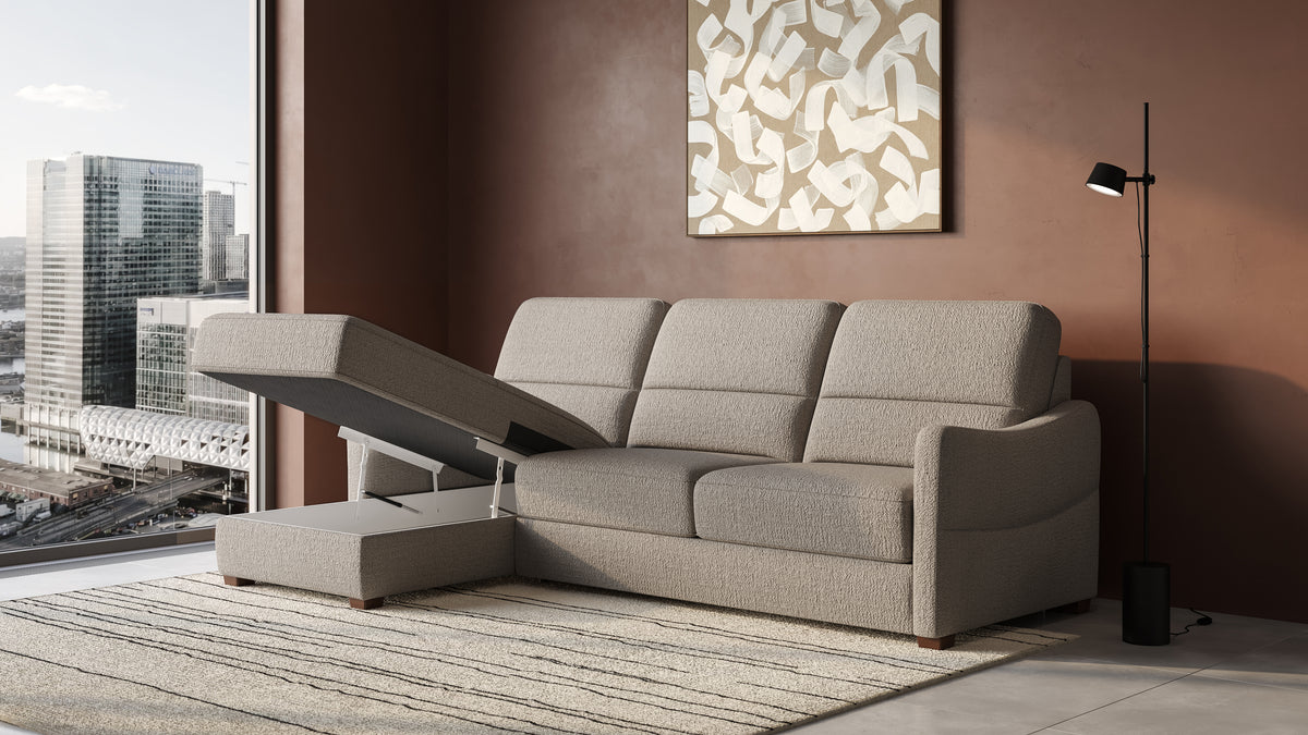 Ede 2 Seater Chaise Sofa Bed with Storage