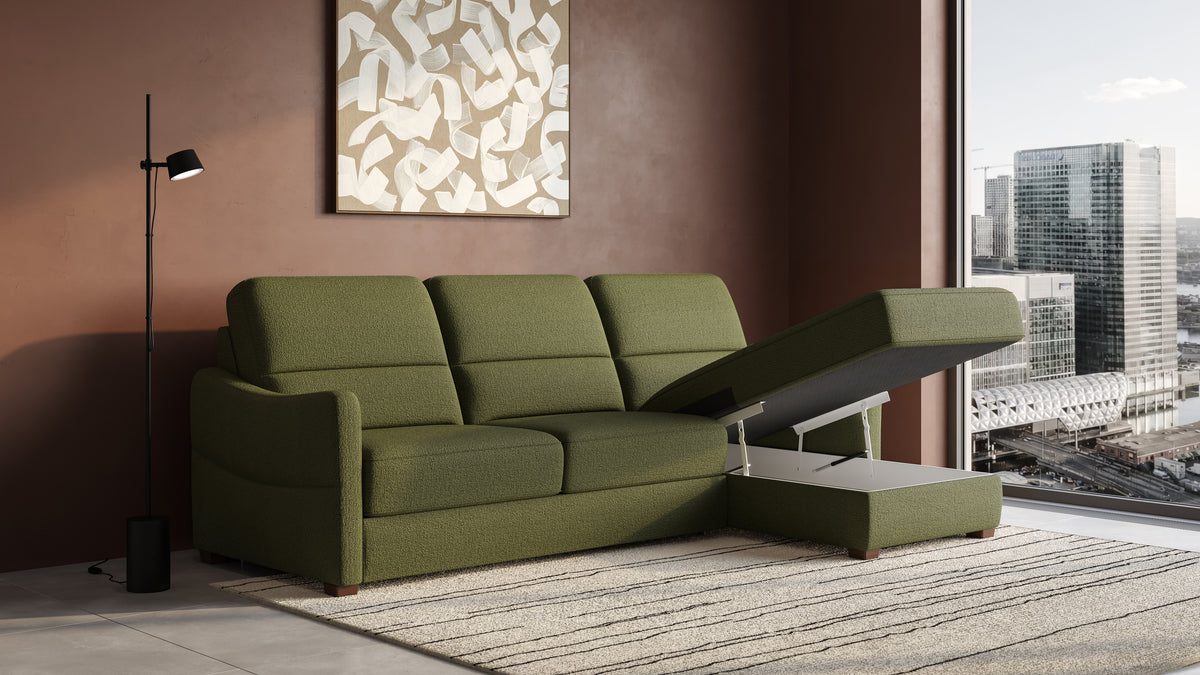 Ede 2 Seater Chaise Sofa Bed with Storage