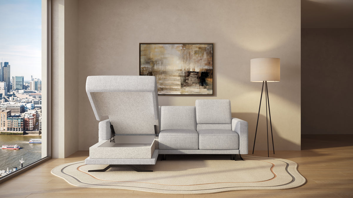 Idia 2 Seater Chaise Sofa Bed with Storage