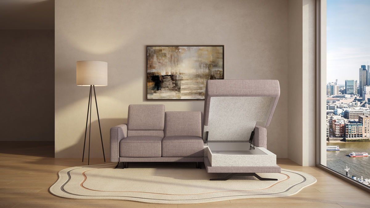 Idia 2 Seater Chaise Sofa Bed with Storage