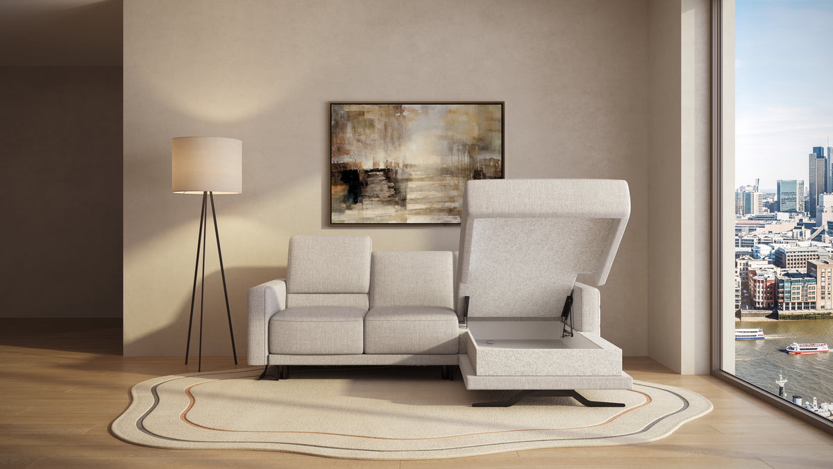 Idia 2 Seater Chaise Sofa Bed with Storage
