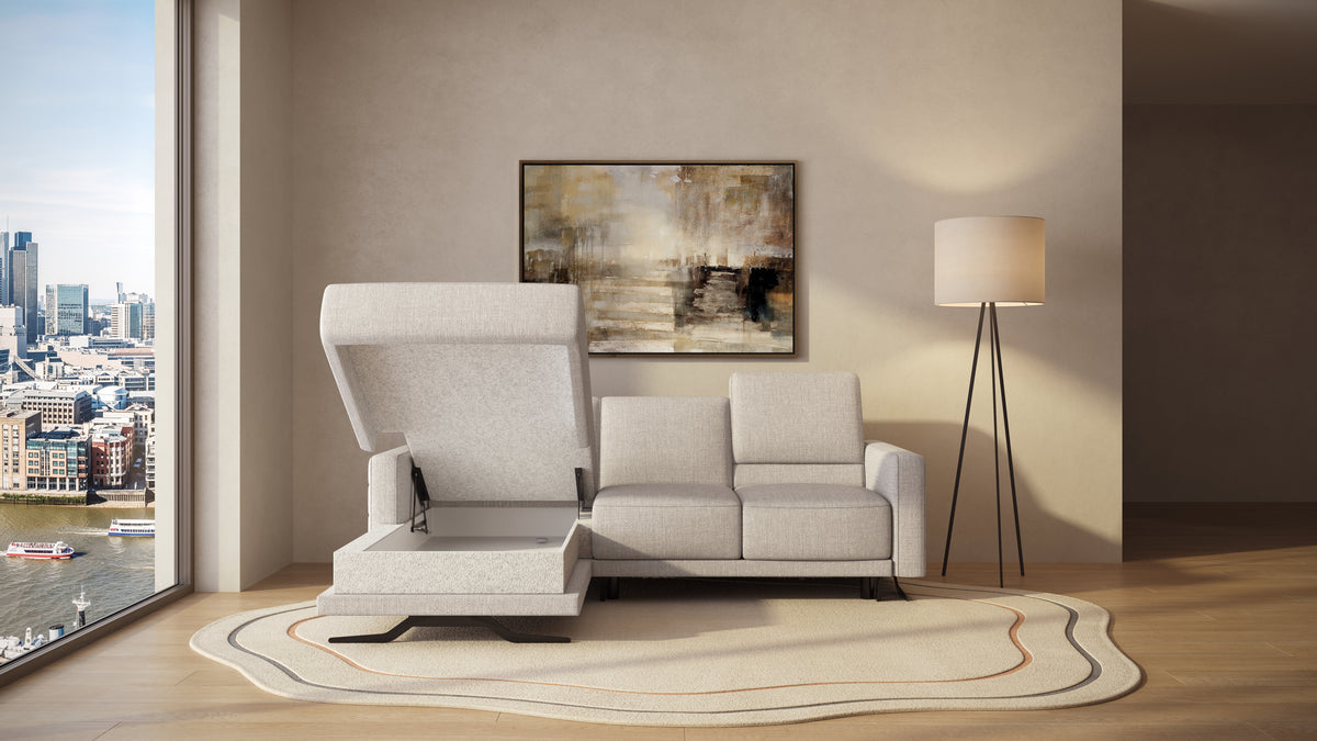 Idia 2 Seater Chaise Sofa Bed with Storage