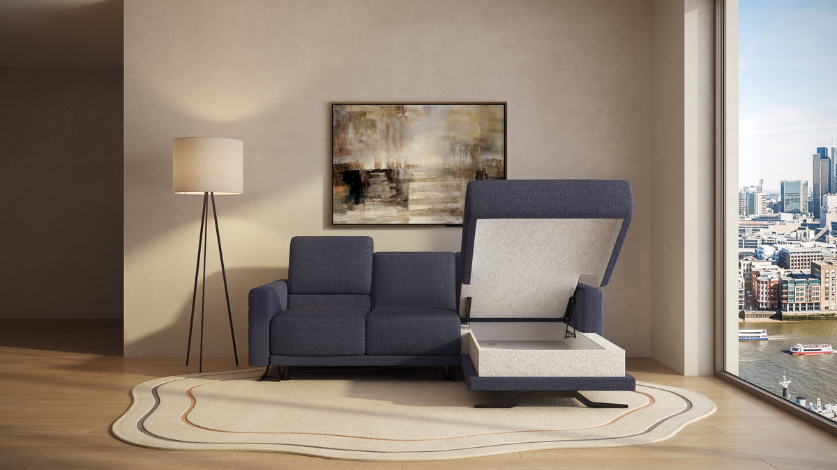 Idia 2 Seater Chaise Sofa Bed with Storage