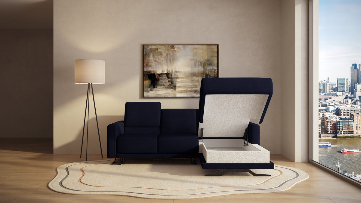 Idia 2 Seater Chaise Sofa Bed with Storage