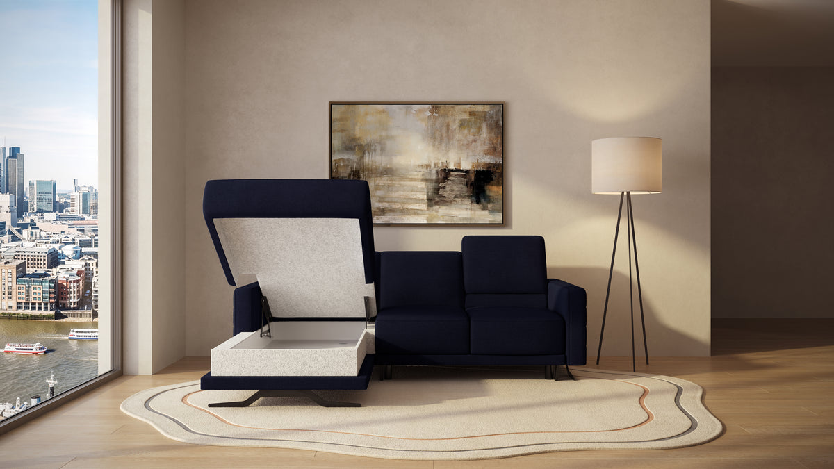 Idia 2 Seater Chaise Sofa Bed with Storage