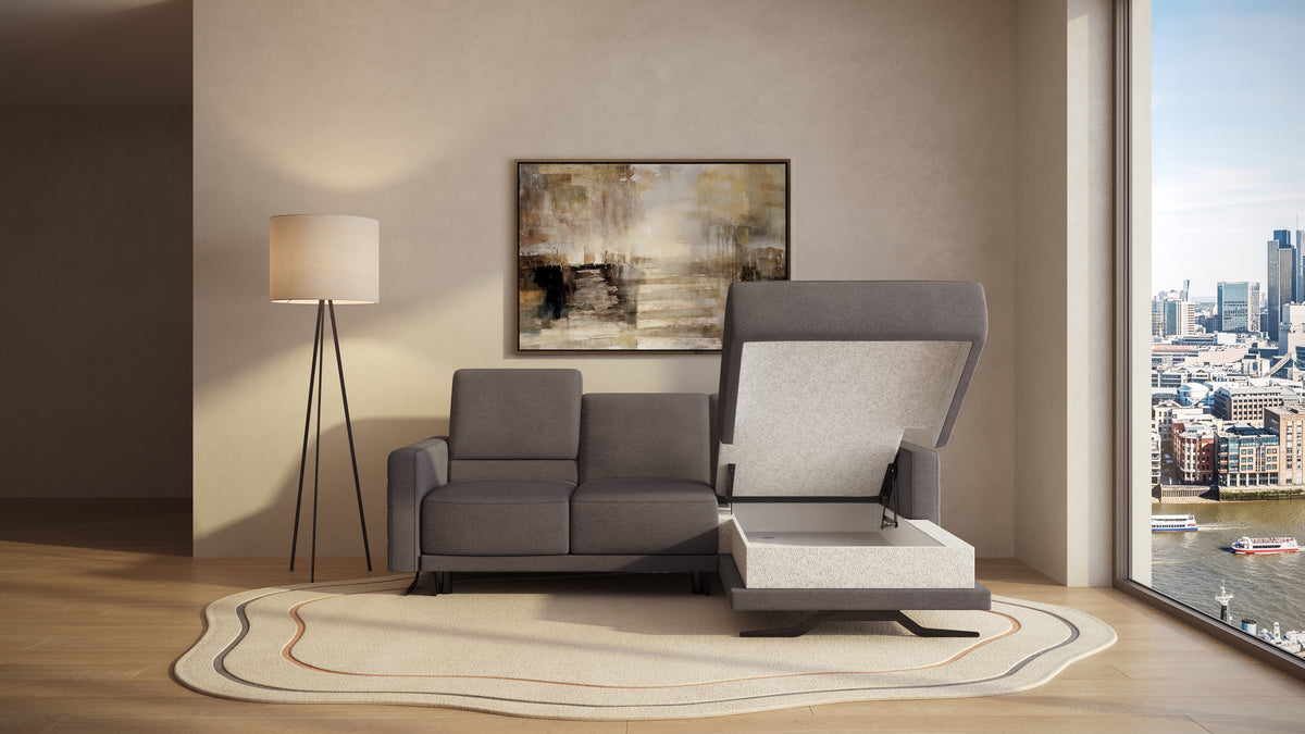 Idia 2 Seater Chaise Sofa Bed with Storage