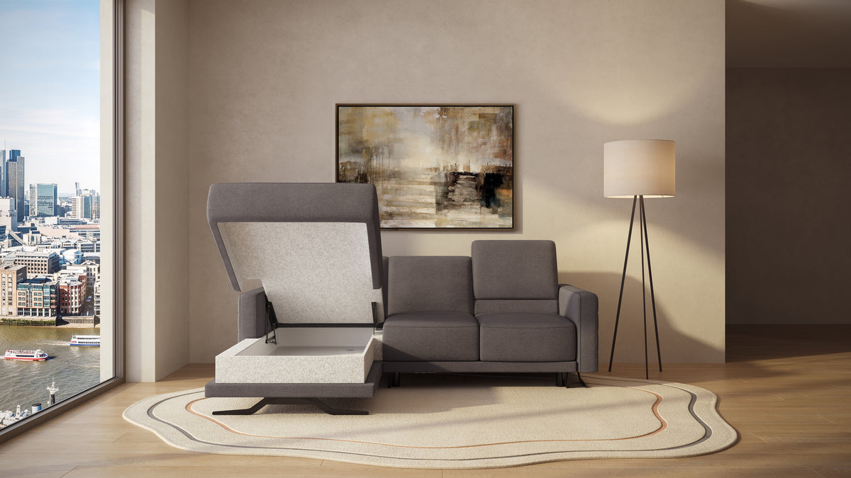 Idia 2 Seater Chaise Sofa Bed with Storage
