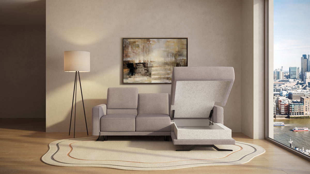 Idia 2 Seater Chaise Sofa Bed with Storage