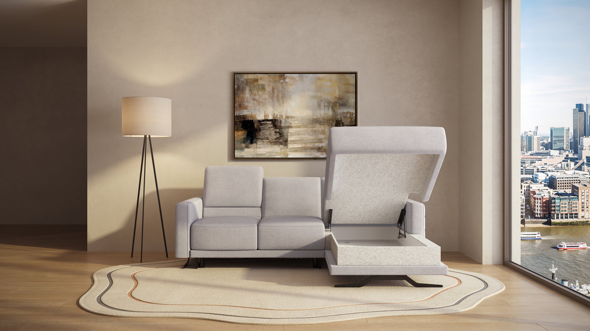 Idia 2 Seater Chaise Sofa Bed with Storage