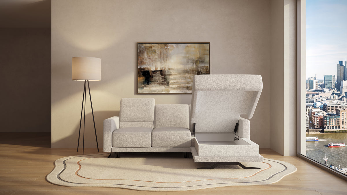 Idia 2 Seater Chaise Sofa Bed with Storage