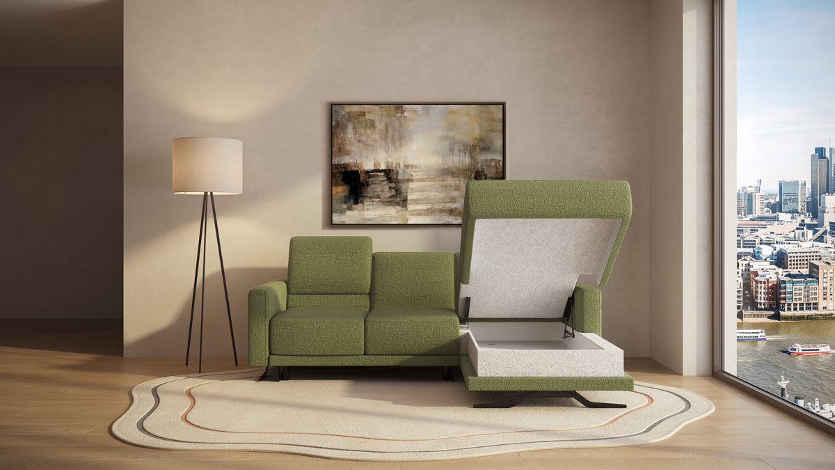 Idia 2 Seater Chaise Sofa Bed with Storage