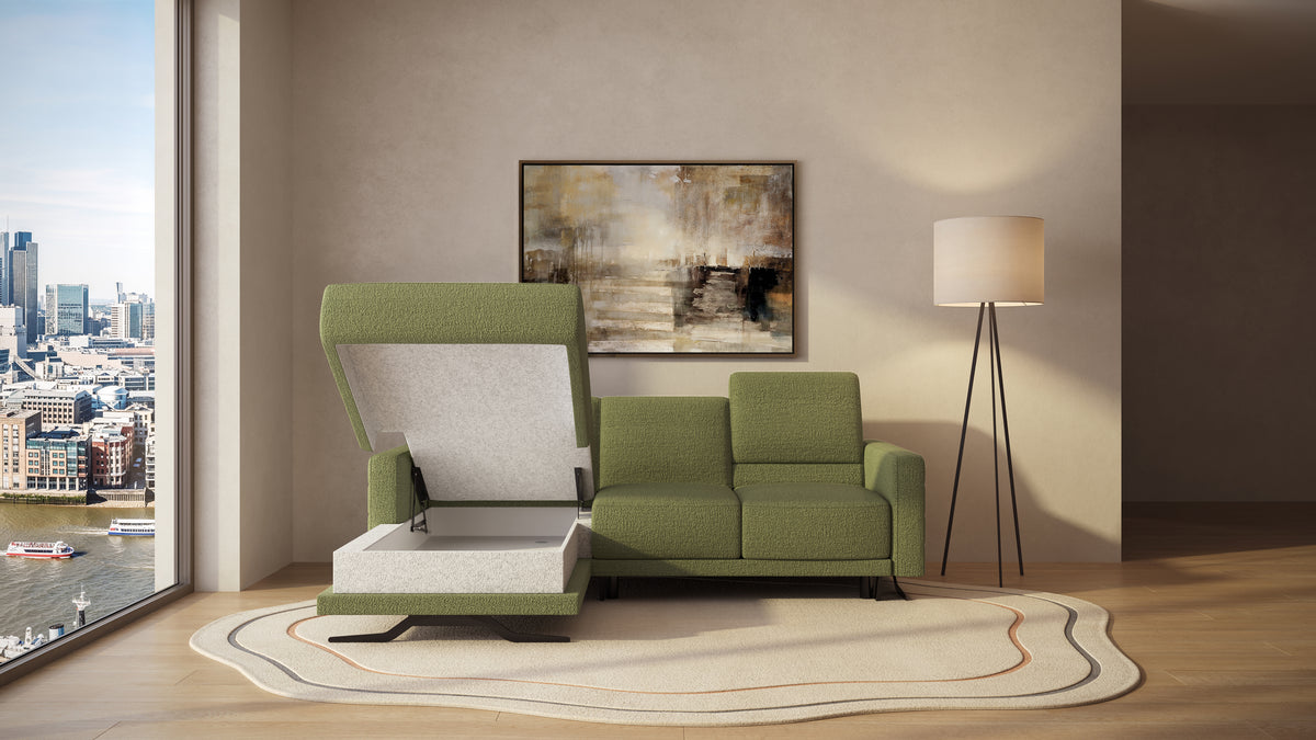 Idia 2 Seater Chaise Sofa Bed with Storage