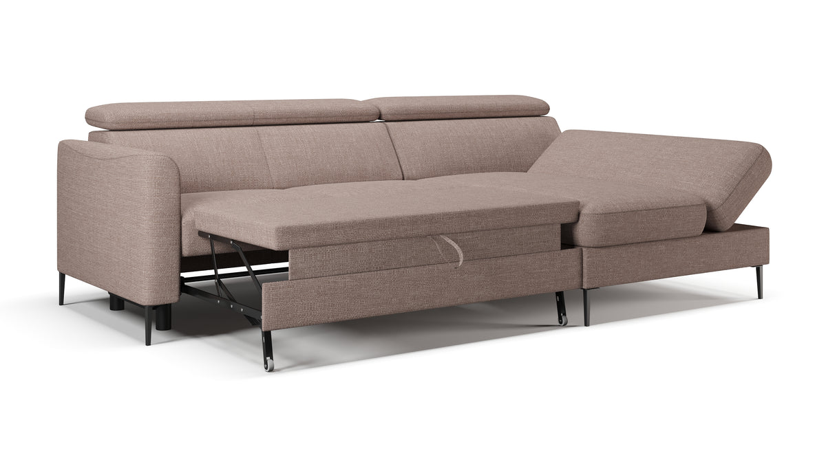 Zeme Chaise 2 Seater Sofa Bed with Storage