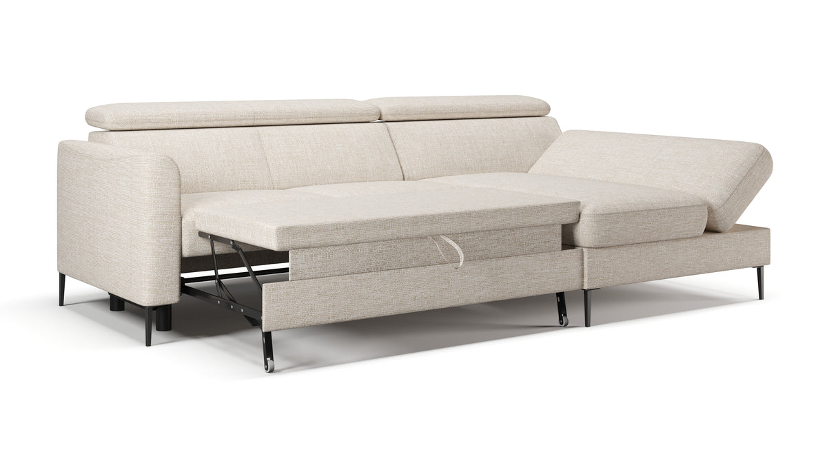 Zeme Chaise 2 Seater Sofa Bed with Storage