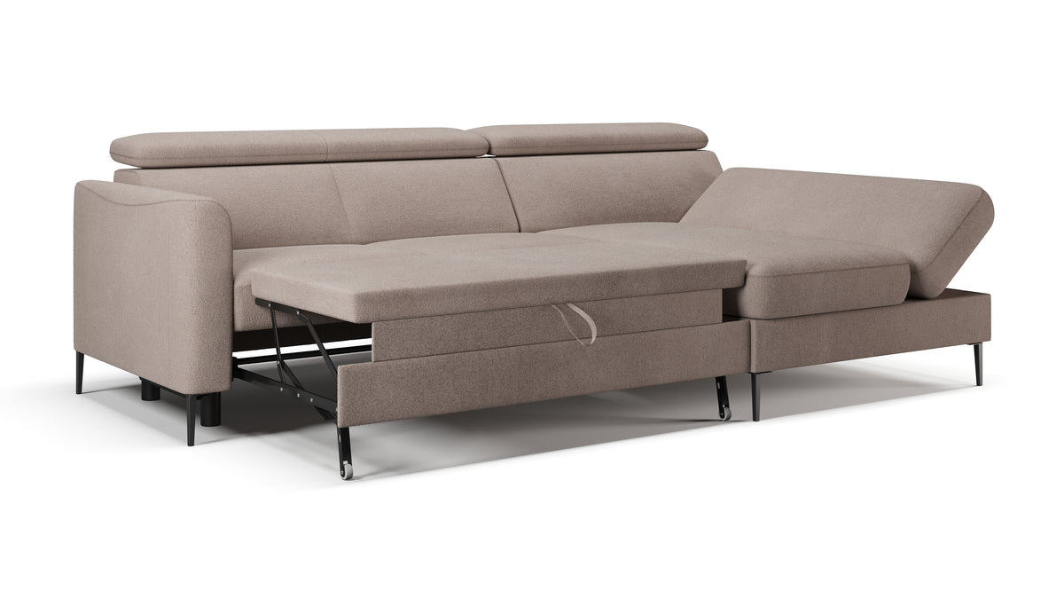 Zeme Chaise 2 Seater Sofa Bed with Storage