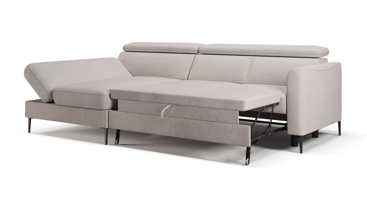 Zeme Chaise 2 Seater Sofa Bed with Storage