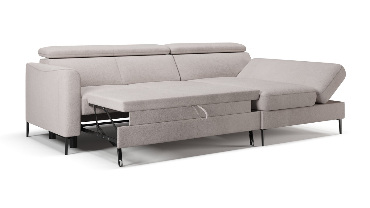 Zeme Chaise 2 Seater Sofa Bed with Storage