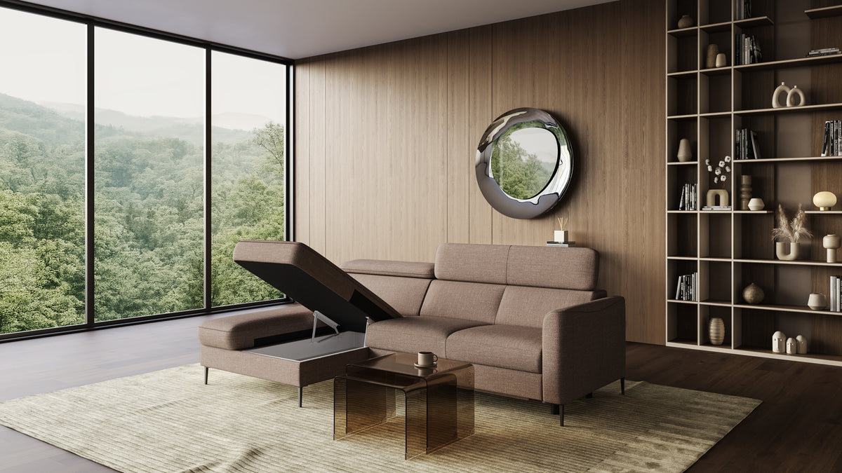 Zeme Chaise 2 Seater Sofa Bed with Storage