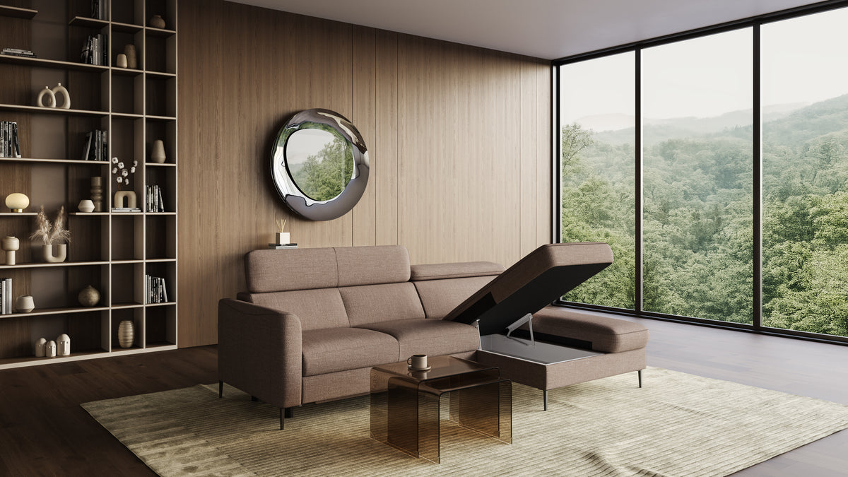Zeme Chaise 2 Seater Sofa Bed with Storage