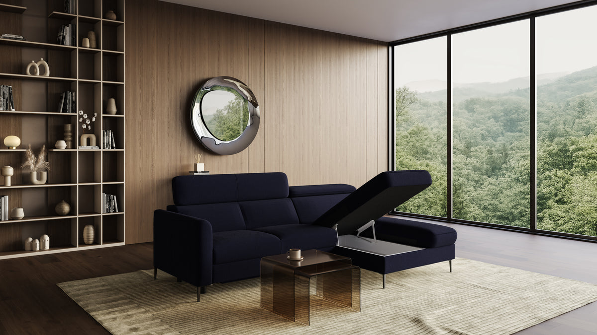 Zeme Chaise 2 Seater Sofa Bed with Storage