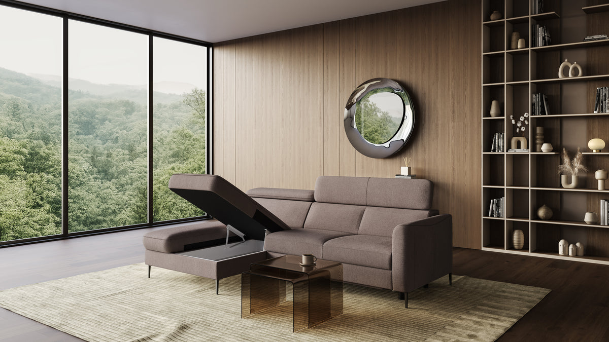 Zeme Chaise 2 Seater Sofa Bed with Storage