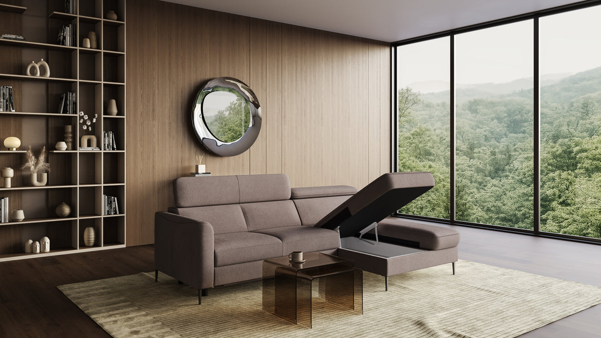 Zeme Chaise 2 Seater Sofa Bed with Storage