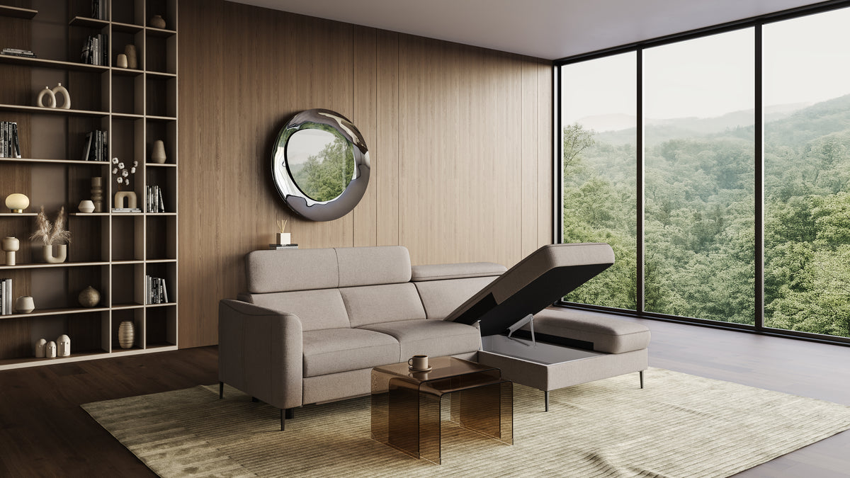 Zeme Chaise 2 Seater Sofa Bed with Storage