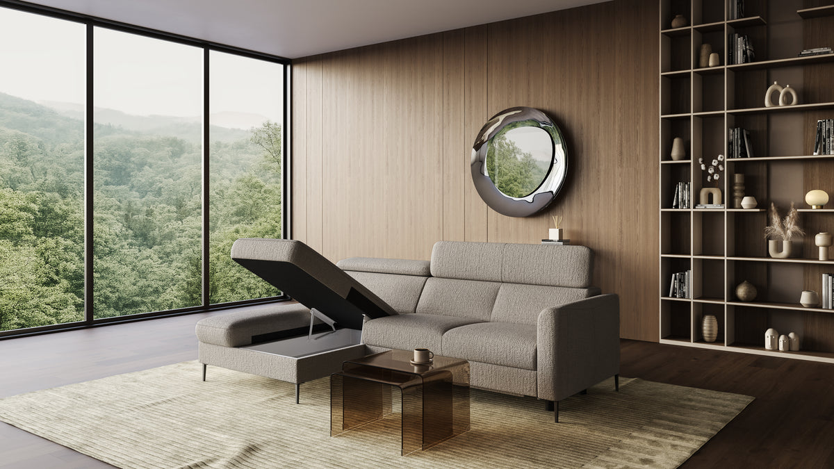 Zeme Chaise 2 Seater Sofa Bed with Storage