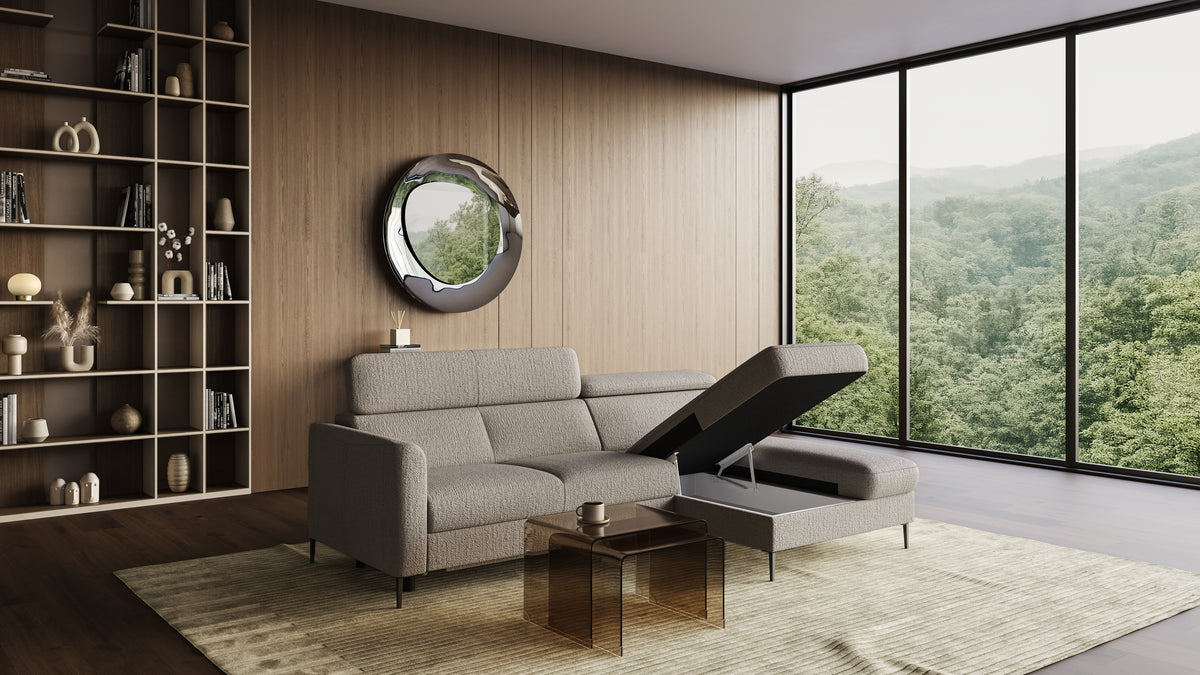 Zeme Chaise 2 Seater Sofa Bed with Storage
