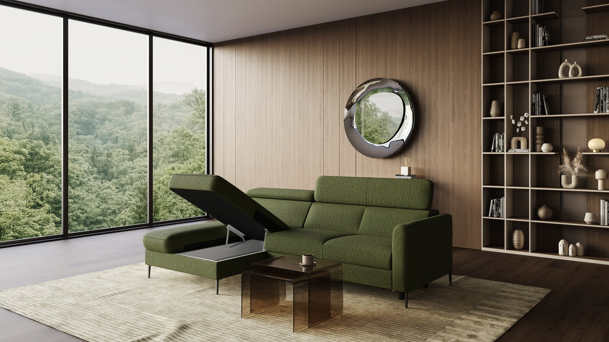 Zeme Chaise 2 Seater Sofa Bed with Storage