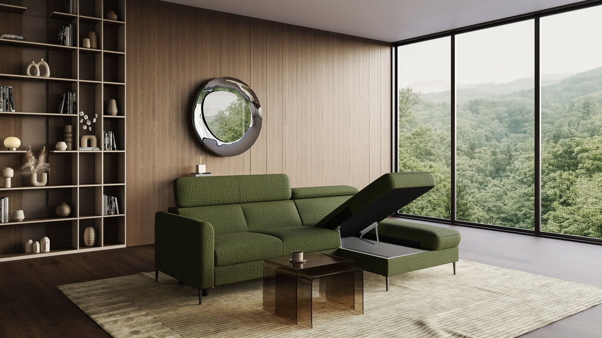 Zeme Chaise 2 Seater Sofa Bed with Storage